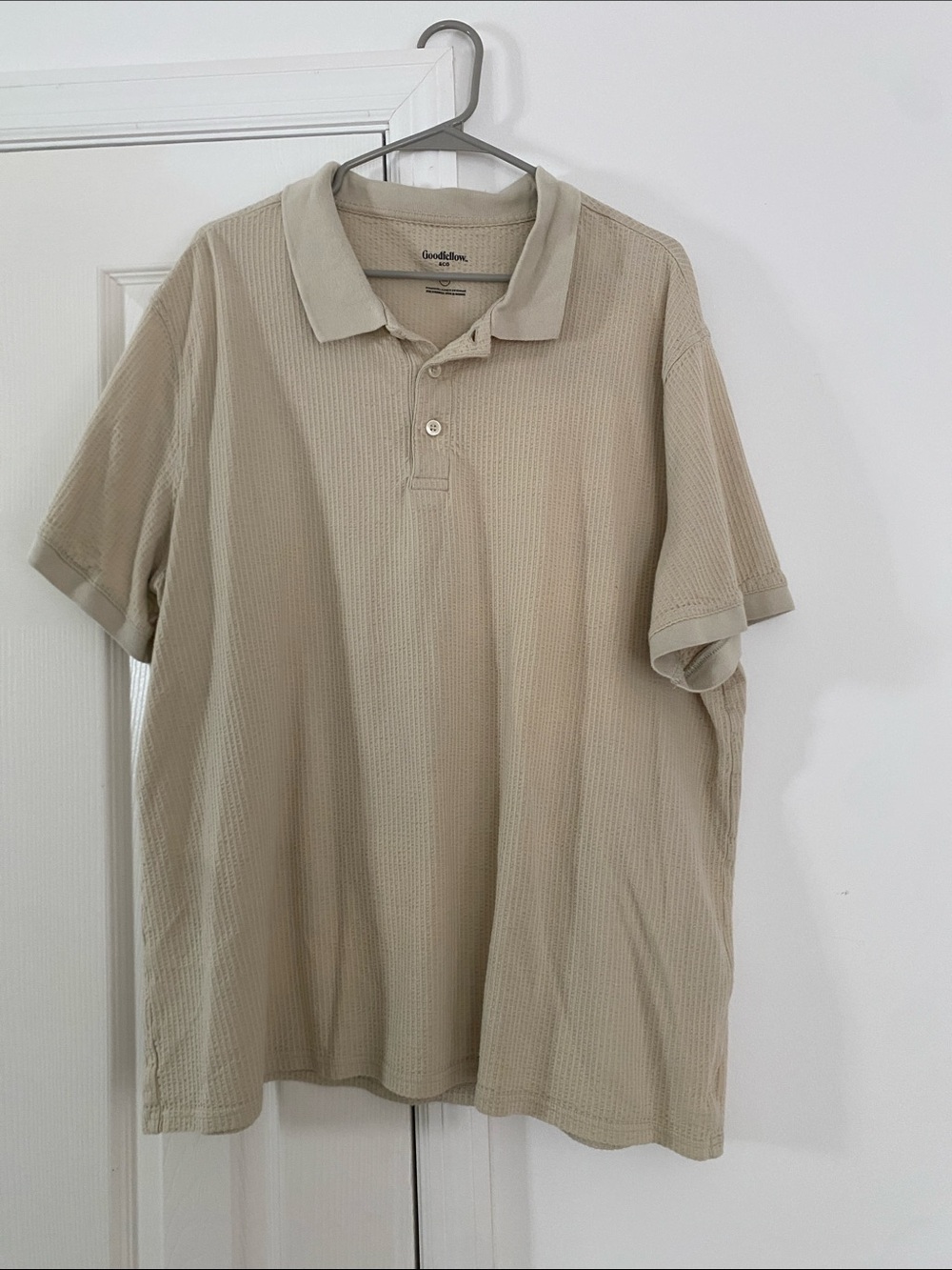 Goodfellow & Co Beige Waffle Knit Polo Shirt